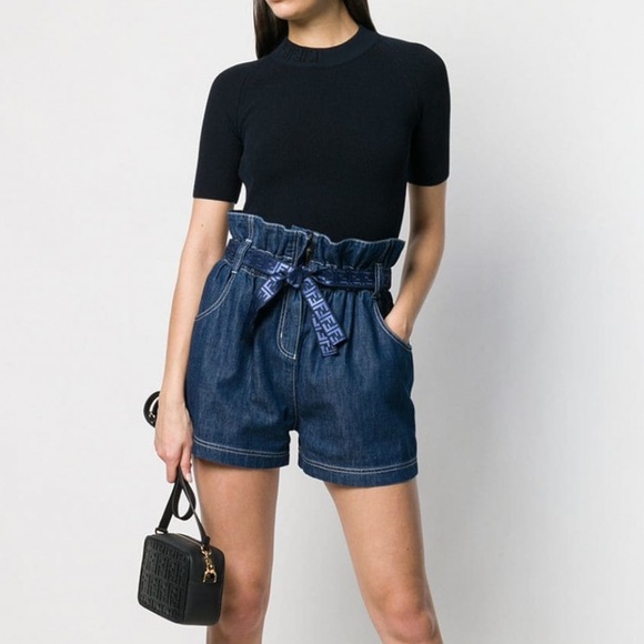 Fendi Tops - FENDI DARK BLUE KNITTED T-SHIRT